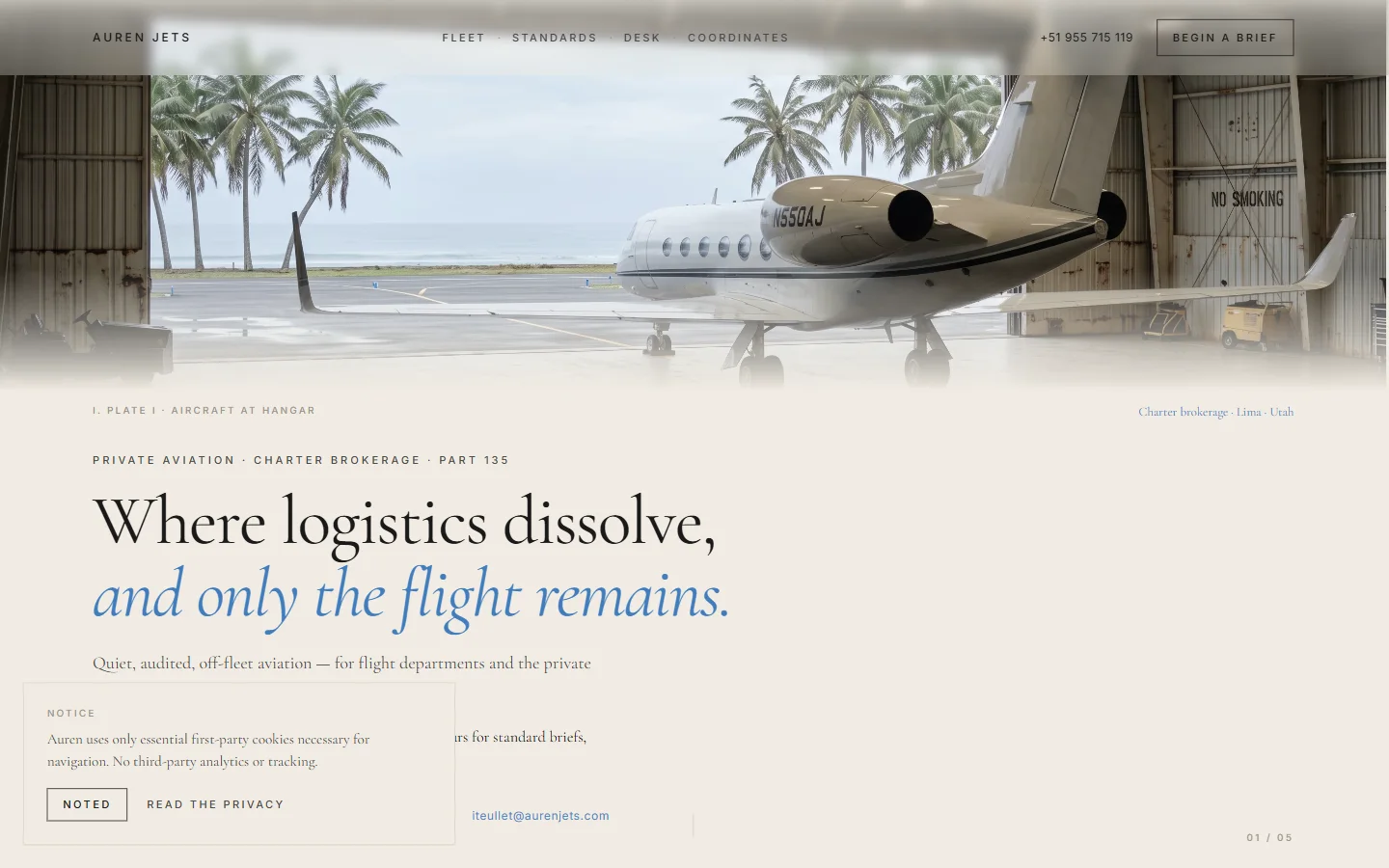 Auren Jets homepage